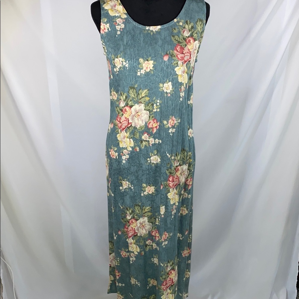 𝅺K Studio Maxi Dress Antique Blue Floral Print Size 10